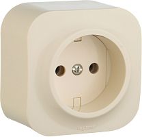 Розетка без заземления накладная Legrand Quteo 1-м. слоновая кость картинка